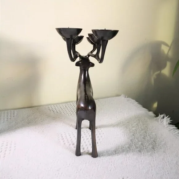 Solid Brass Deer Candle Holder